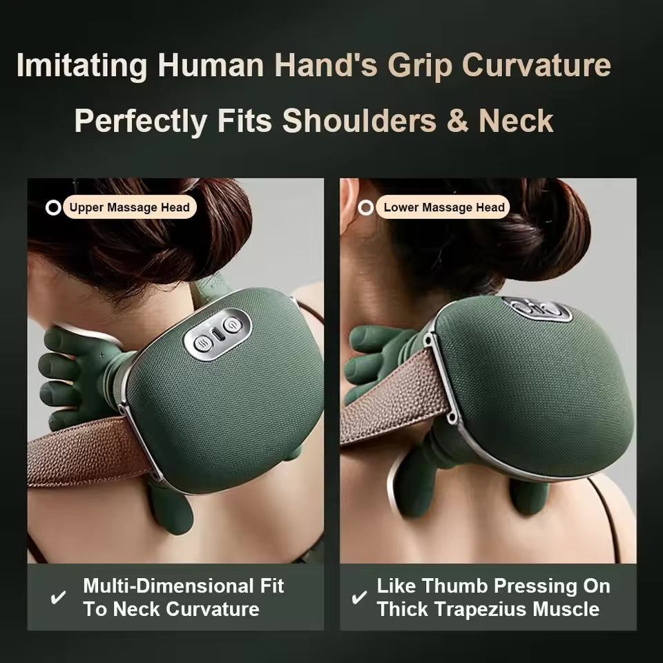 ZenFlex™ Bionic Neck & Shoulder Massager | Deep Tissue Shiatsu with Heat (3-Level Intensity)