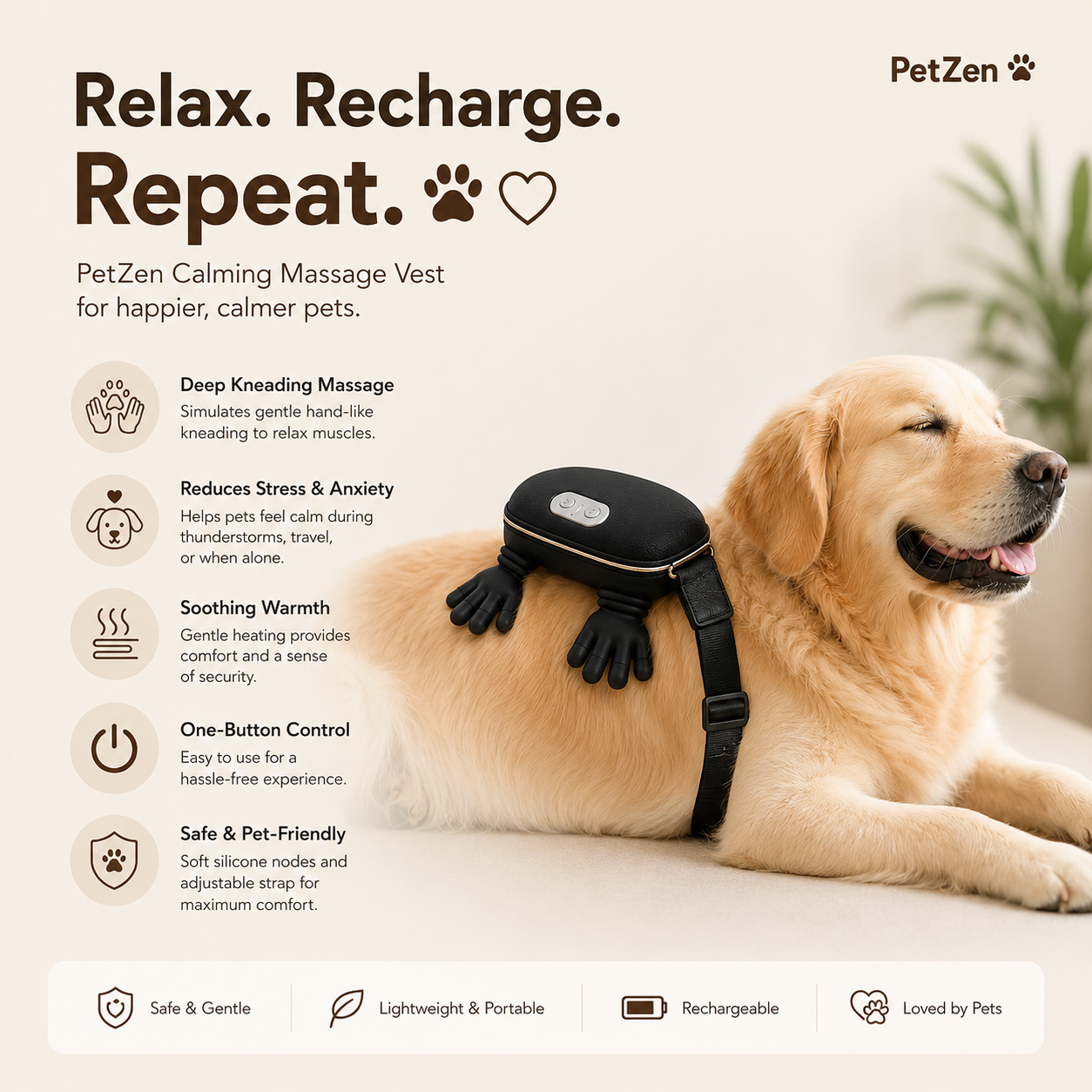 PetZen™ Calming Massage Vest for Dogs & Cats